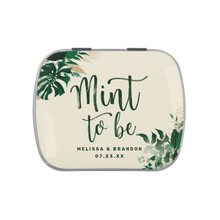Tropical Foliage Trendy Mint To Be Wedding Favors Candy Tin