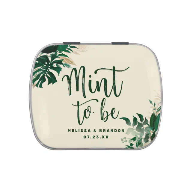 Tropical Foliage Trendy Mint To Be Wedding Favors Candy Tin | Zazzle