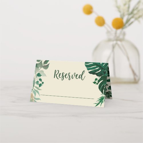 Tropical Foliage Trendy Reserved Seating Wedding Place Card