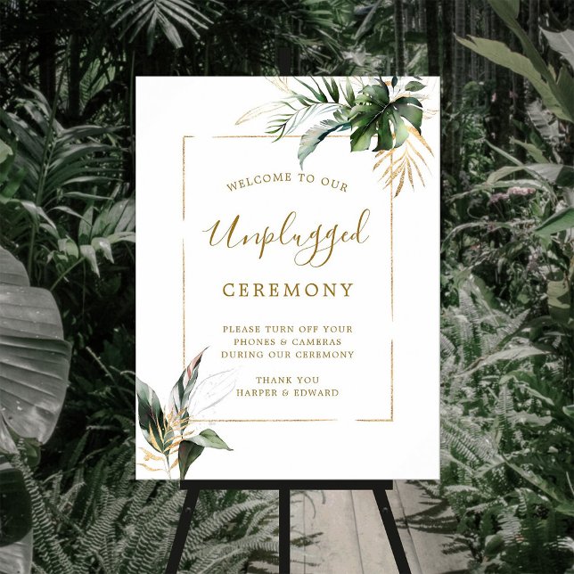 Tropical Foliage Unplugged Wedding Ceremony Sign (Creator Uploaded)