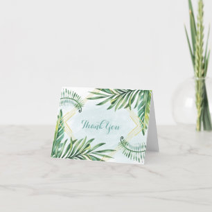 Tropical Foliage Water Color Small Thank You Card