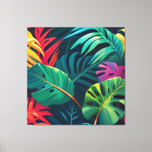 Tropical Foliage Watercolor Paradise Canvas Print