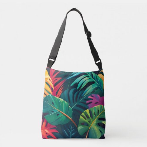 Tropical Foliage Watercolor Paradise Crossbody Bag