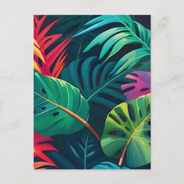 Tropical Foliage Watercolor Paradise Holiday Postcard (Front)