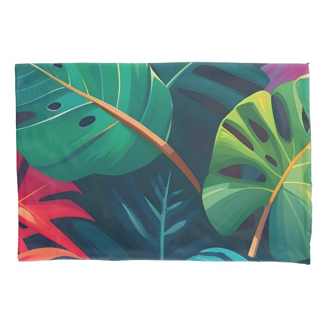 Tropical Foliage Watercolor Paradise Pillow Case (Front)