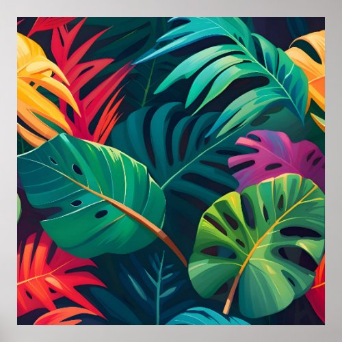 Tropical Foliage Watercolor Paradise Poster