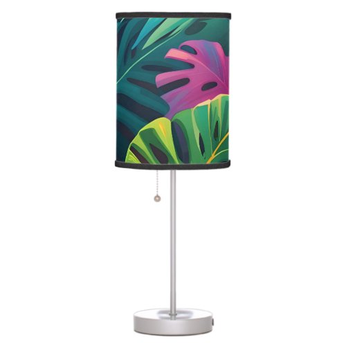 Tropical Foliage Watercolor Paradise Table Lamp