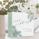 Tropical Foliage Wedding 3 Ring Binder<br><div class="desc">Use this tropical chic binder to organize your wedding plans,  or as a DIY wedding album or scrapbook. Summery green and white design features watercolor palm fronds accented with chic calligraphy script. Personalize the front with three lines of custom text,  and add your personalization to the spine as well.</div>