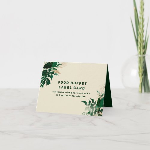 Tropical Foliage Wedding Buffet Food Label Sign Note Card