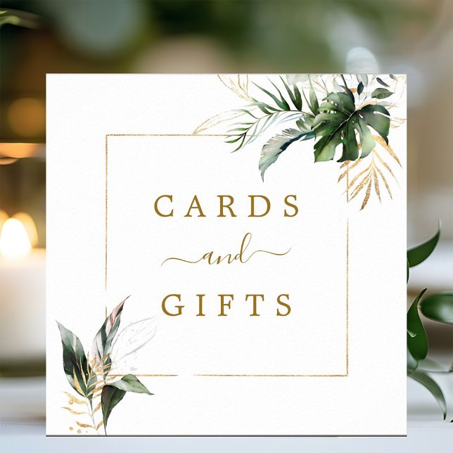 Tropical Foliage Wedding Cards & Gifts Square Sign (Creator Uploaded)