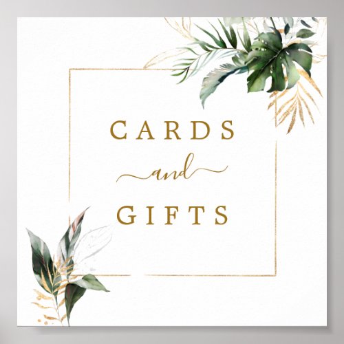 Tropical Foliage Wedding Cards  Gifts Square Sign