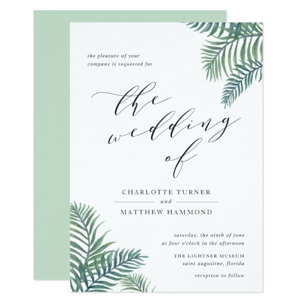 256797129604805999 Tropical Foliage Wedding Invitation