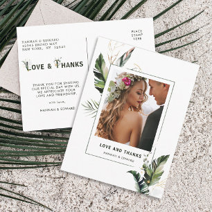 Tropical Foliage Wedding Photo Thank You Postcard