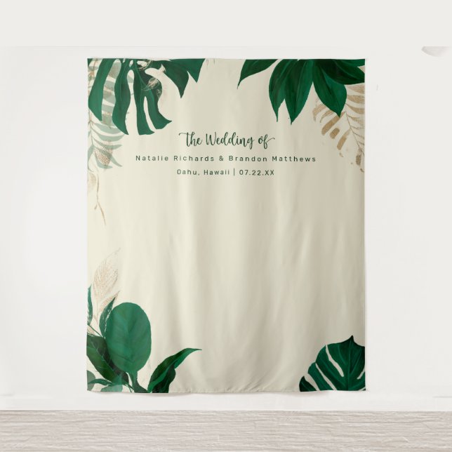 Tropical Foliage Wedding Photography Backdrop (Front)