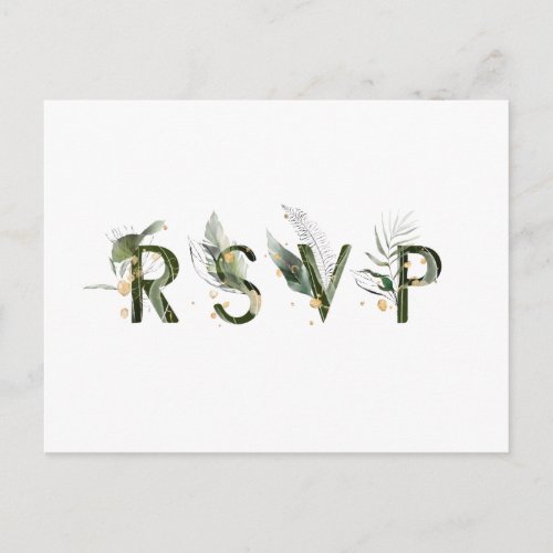 Tropical Foliage Wedding RSVP Invitation Postcard