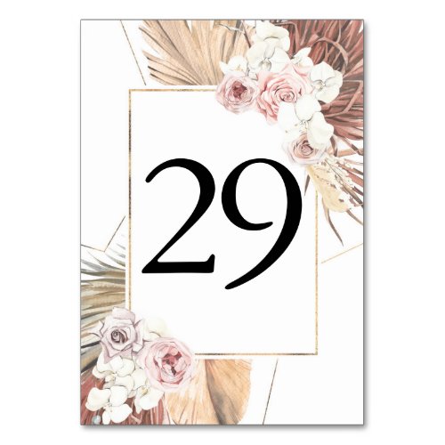 Tropical Foliage Wedding Table Number Cards