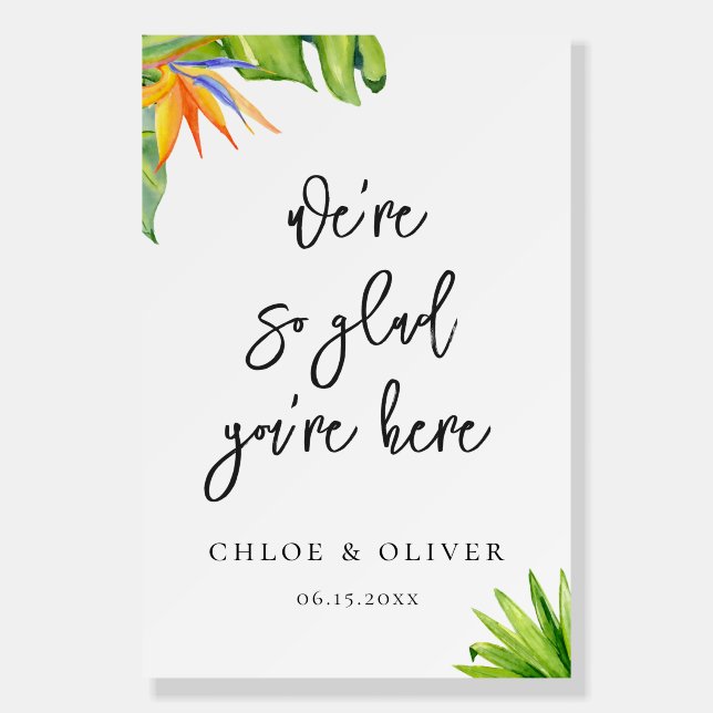 Tropical Foliage Wedding Welcome Foam Board (Front)
