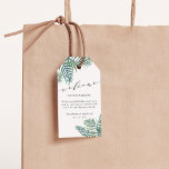 Tropical Foliage Wedding Welcome Gift Tags<br><div class="desc">Attach these island chic tags to your wedding welcome bags to greet your guests in elegant style. White tags feature a tropical watercolor palm frond leaves in lush green peeking out from the top and bottom, with "welcome" and your names and wedding date, along with a customizable message. Tags reverse...</div>
