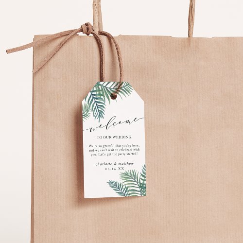 Tropical Foliage Wedding Welcome Gift Tags