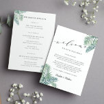 Tropical Foliage Wedding Welcome Letter<br><div class="desc">Share a welcome message for your tropical or beachside wedding guests as well as an itinerary or schedule of the weekend's events. Front features your welcome message accented with delicate green palm fronds at the corners. Personalize the reverse side with your wedding day or wedding weekend itinerary. Perfect for including...</div>