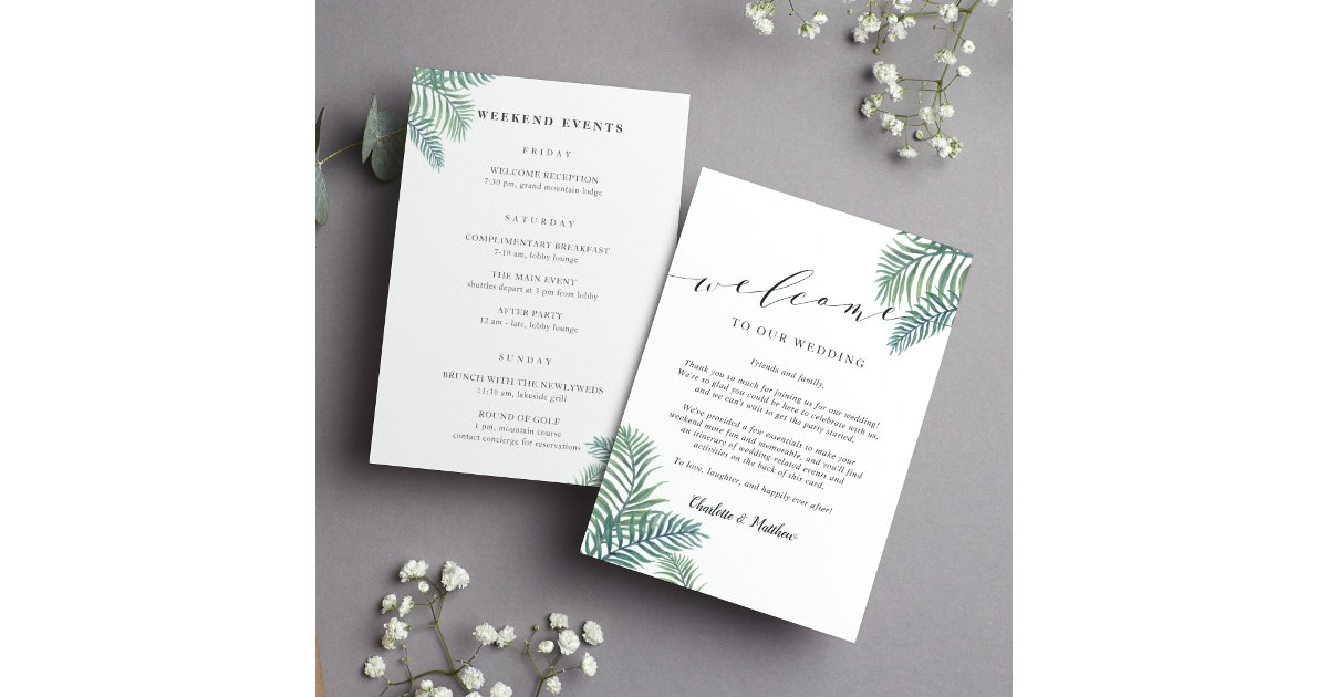 Personalized Wedding Welcome Letter & Itinerary - Blue Palms
