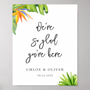 Tropical Foliage Wedding Welcome Poster