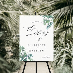 Tropical Foliage Wedding Welcome Sign
