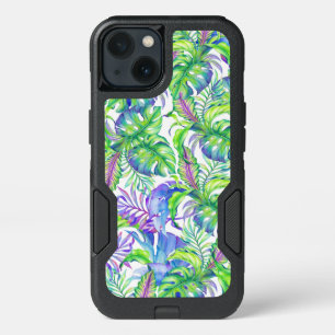 Tropical Foliage Yellow Pink Green Blue Lavender iPhone 13 Case