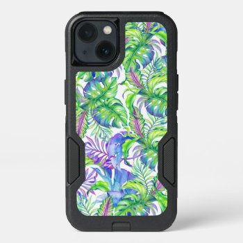 Tropical Foliage Yellow Pink Green Blue Lavender Iphone 13 Case by SterlingMoon at Zazzle