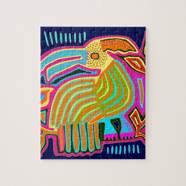 Tropical Folk Art Parrot Jigsaw Puzzle (Vertical)