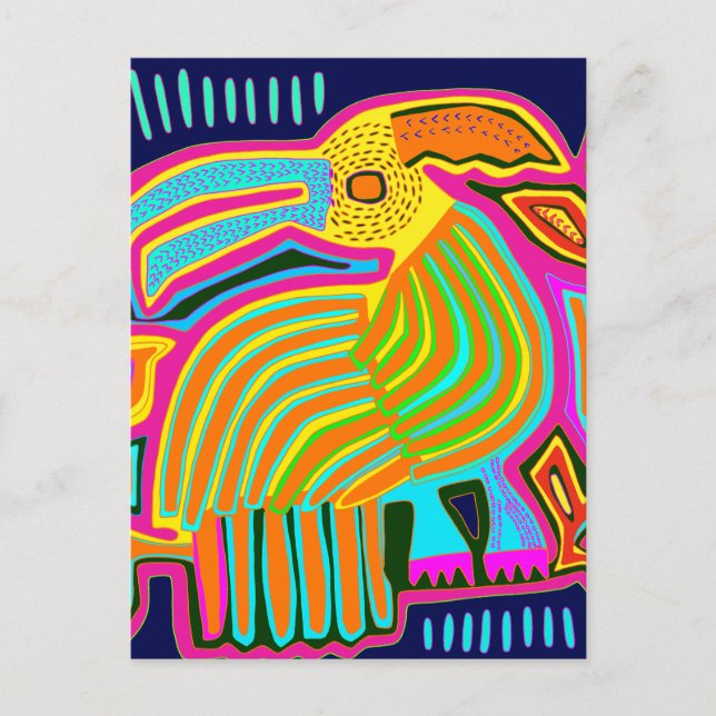 Tropical Folk Art Parrot Postcard (Front)