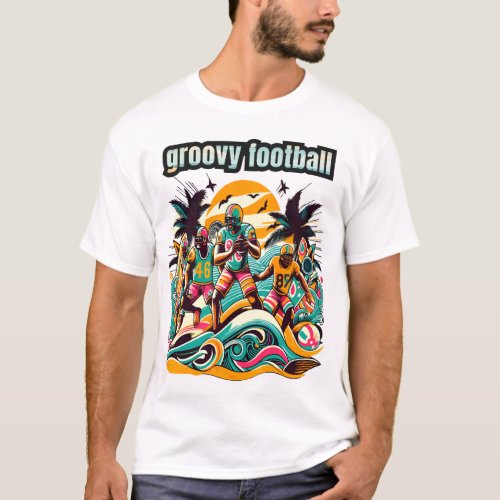 Tropical Football Art 70s_Inspired Groovy Beach  T_Shirt