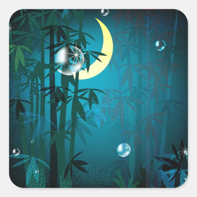 Tropical Forest At Night Stickers (Front)