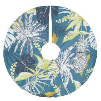 Tropical Forest: Colorful Hand Drawn. Brushed Polyester Tree Skirt