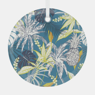 Tropical Forest: Colorful Hand Drawn. Glass Ornament