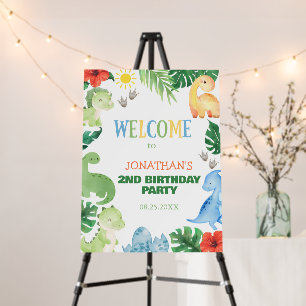 Tropical Forest Dinosaur Birthday Welcome Foam Board