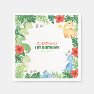 Tropical Forest Dinosaur Kids Birthday Napkins