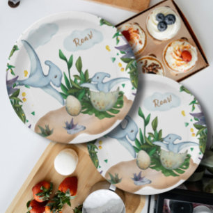 Tropical Forest Dinosaurs Baby Shower Paper Plates