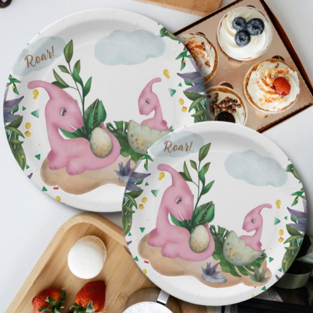 Tropical Forest Dinosaurs Baby Shower Paper Plates (Creator Uploaded)