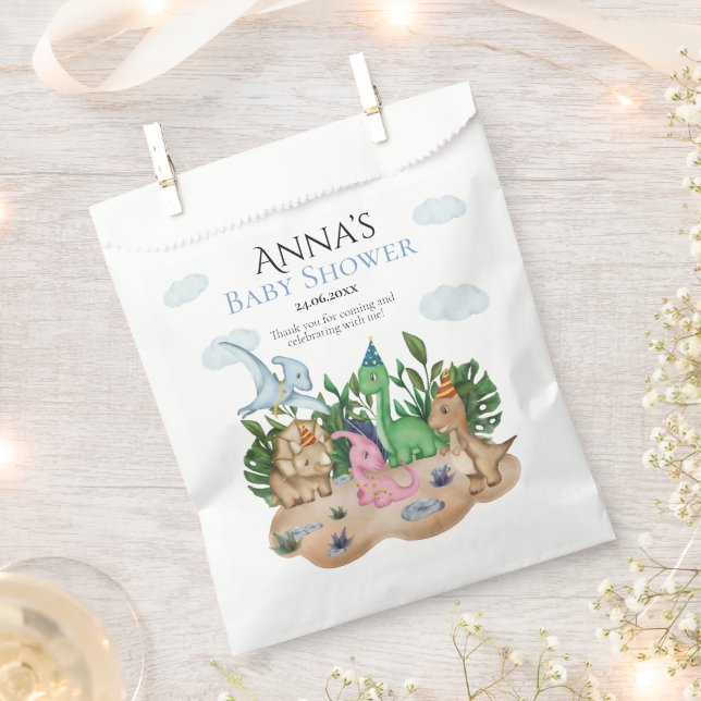 Tropical Forest Dinosaurs Baby Shower! Roar! Favor Bag (Clipped)