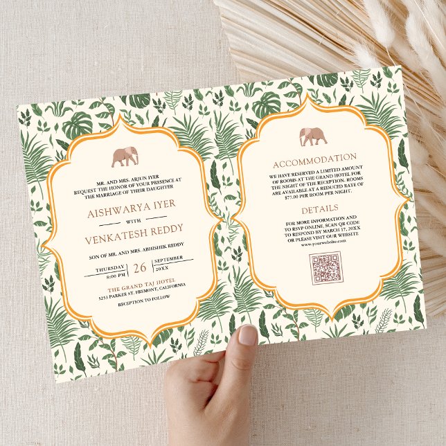 Tropical Forest Elephant All in One Indian Wedding Invitation (Creator Uploaded)