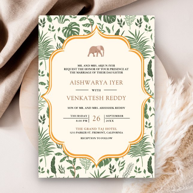 Tropical Forest Elephant All in One Indian Wedding Invitation (Creator Uploaded)