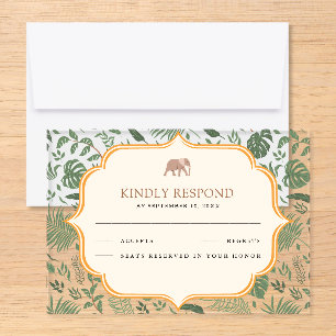 Tropical Forest Elephant Indian Wedding Acrylic Rsvp Card