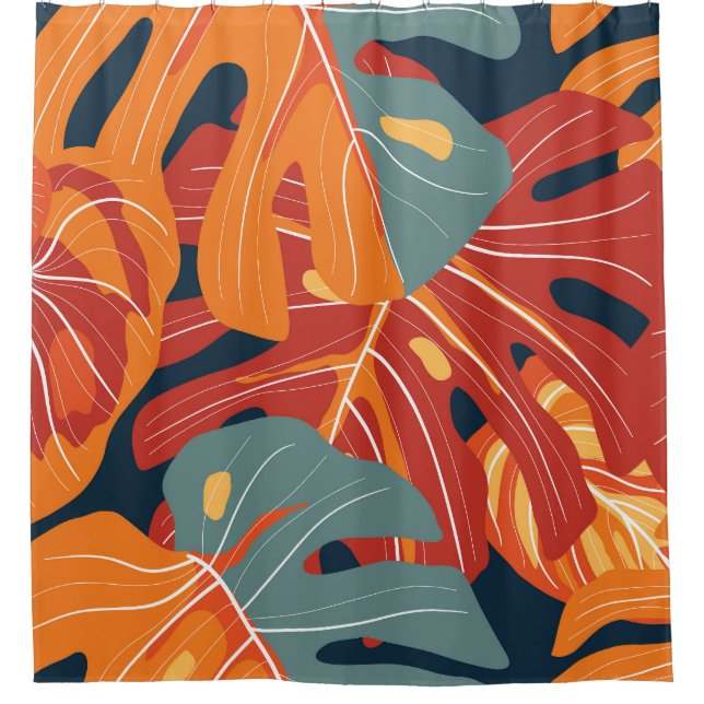 Tropical forest: exotic flowers wallpaper design. shower curtain (Front)