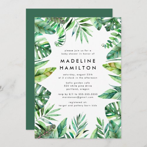 Tropical Forest Frame Gender Neutral Baby Shower Invitation