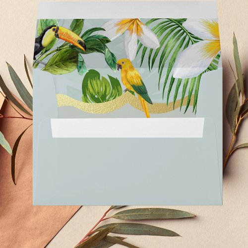 Tropical Forest Greenery Parrot Vibrant Envelope