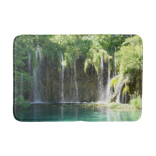 Tropical forest idyllic refreshing waterfall scene bath mat