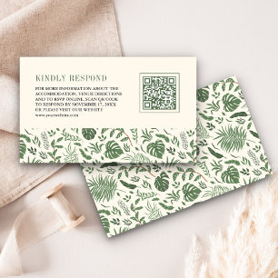 Tropical Forest Indian Wedding Website QR Code Enclosure Card