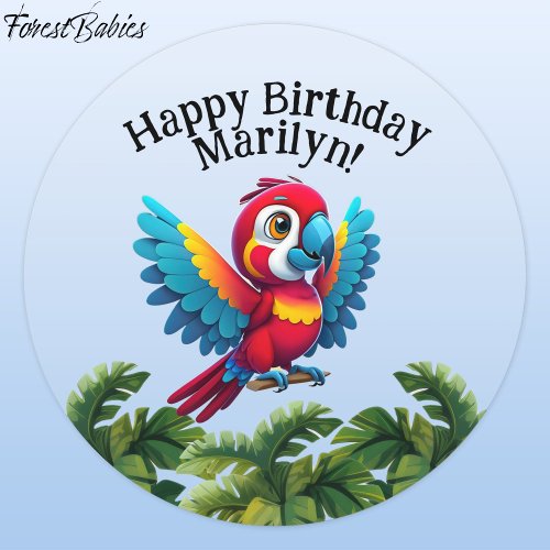 Tropical Forest Jungle Macaw Safari Parrot Bird Classic Round Sticker