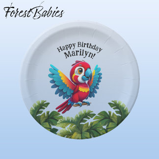 Tropical Forest Jungle Macaw Safari Parrot Bird Paper Plates
